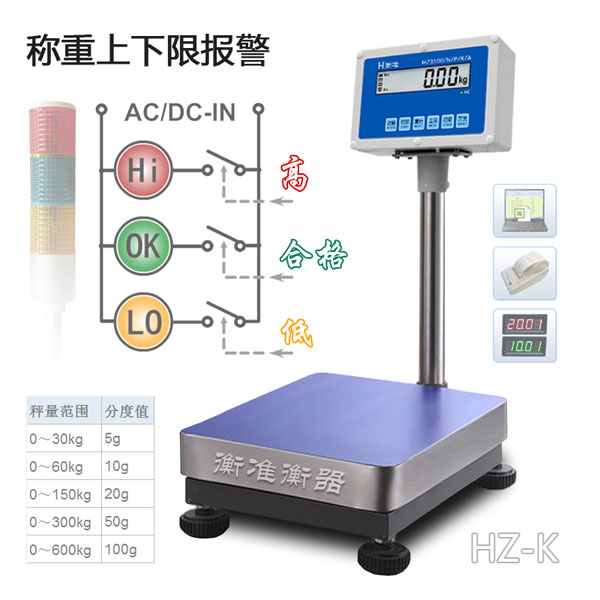 报警电子秤-高,合格,低三点继电器控制电子台秤